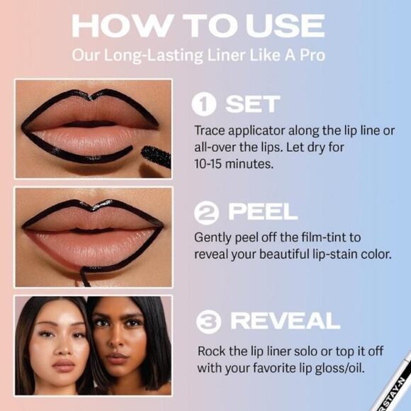 SACHEU BEAUTY 2 PACK!! LIP LINER STAY-N Peel-Off Lip Liner Stain BUNDLE | NOOHDE - Picture 4 of 15